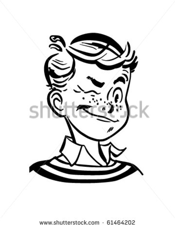 Winking Boy   Retro Clip Art Stock Vector Illustration 61464202