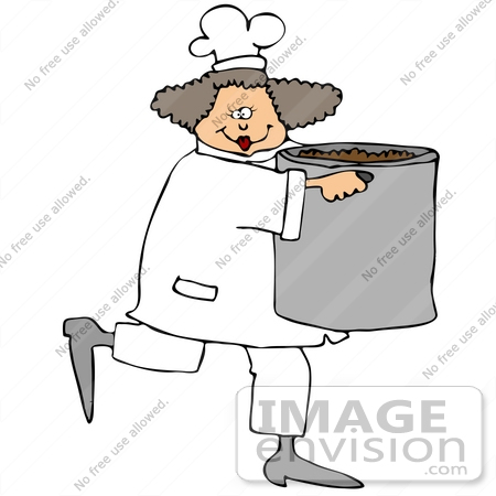35651 Clip Art Graphic Of A Friendly Female Caucasian Chef With Curly    