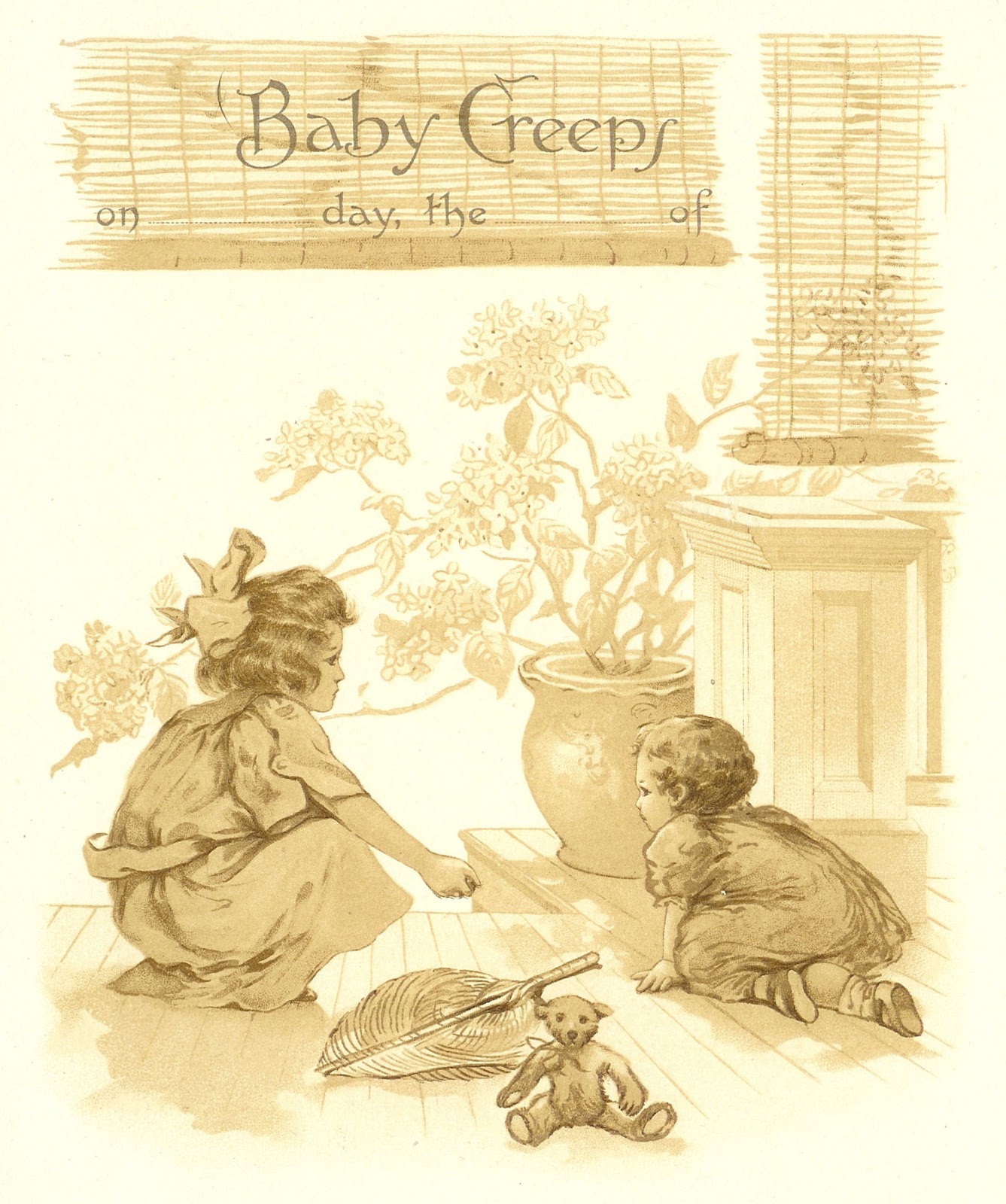 Antique Images  Vintage Baby Clip Art  Page From Vintage Baby Book    