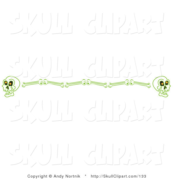 Art Of A Border Of Green Human Skulls And Bones Clipart Illustration
