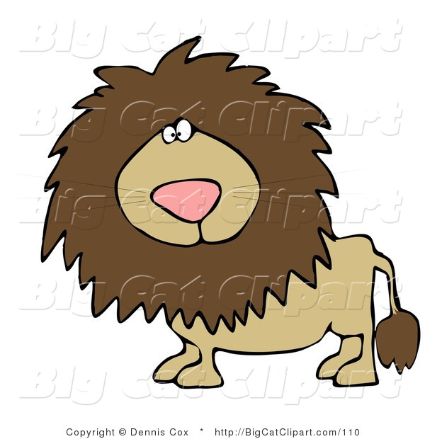 Big Cat Clipart Of A Big Male Lion With A Fluffy Mane Looking At The