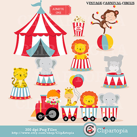 Circus Digital Clipart   Animal Circus Clip Art   Circus Train Clipart