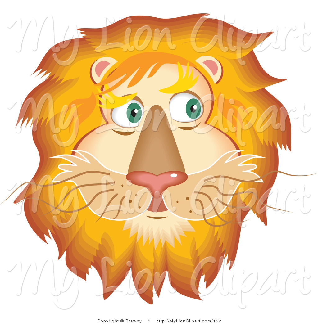 Clipart Of A Handsome Lion Face With A Fluffy Golden Mane By Prawny