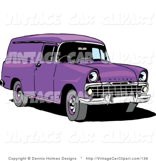 Clipart Of A Vintage Purple Holden Panel Van Facing Right By Dennis    
