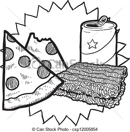 Clipart Vector Of College Food Sketch   Doodle Style College Food