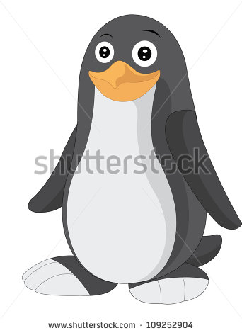 Cute Penguin Black And White Orange Beak Vector Illustration