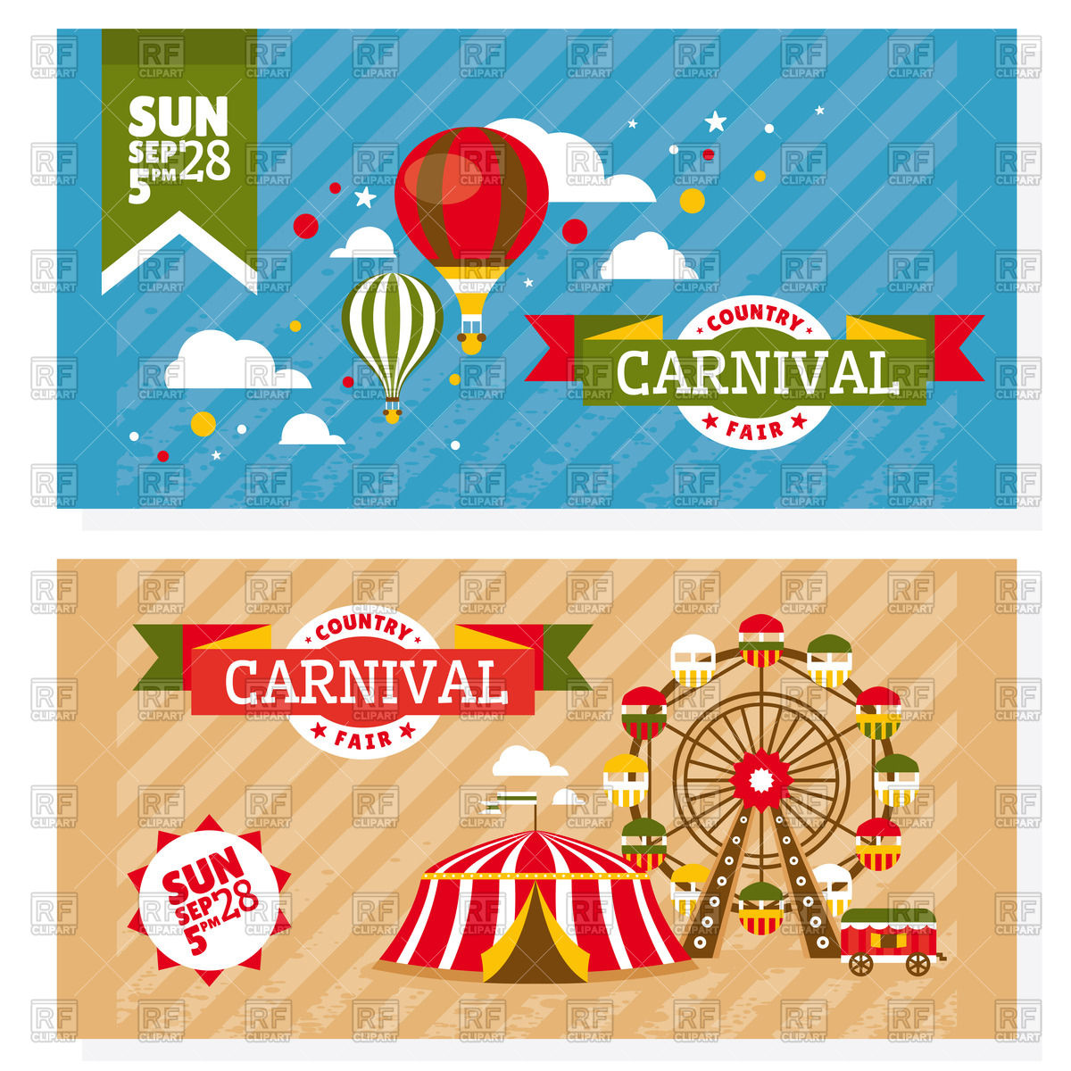     Fair Carnival With Ferris Wheel Download Royalty Free Vector Clipart
