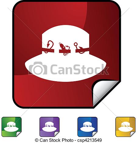 Fishing Hat Web Button Isolated On A Background