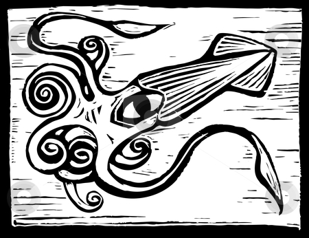 Giant Squid Stock Vector Clipart Retro Woodcut Image Of A Giant Squid