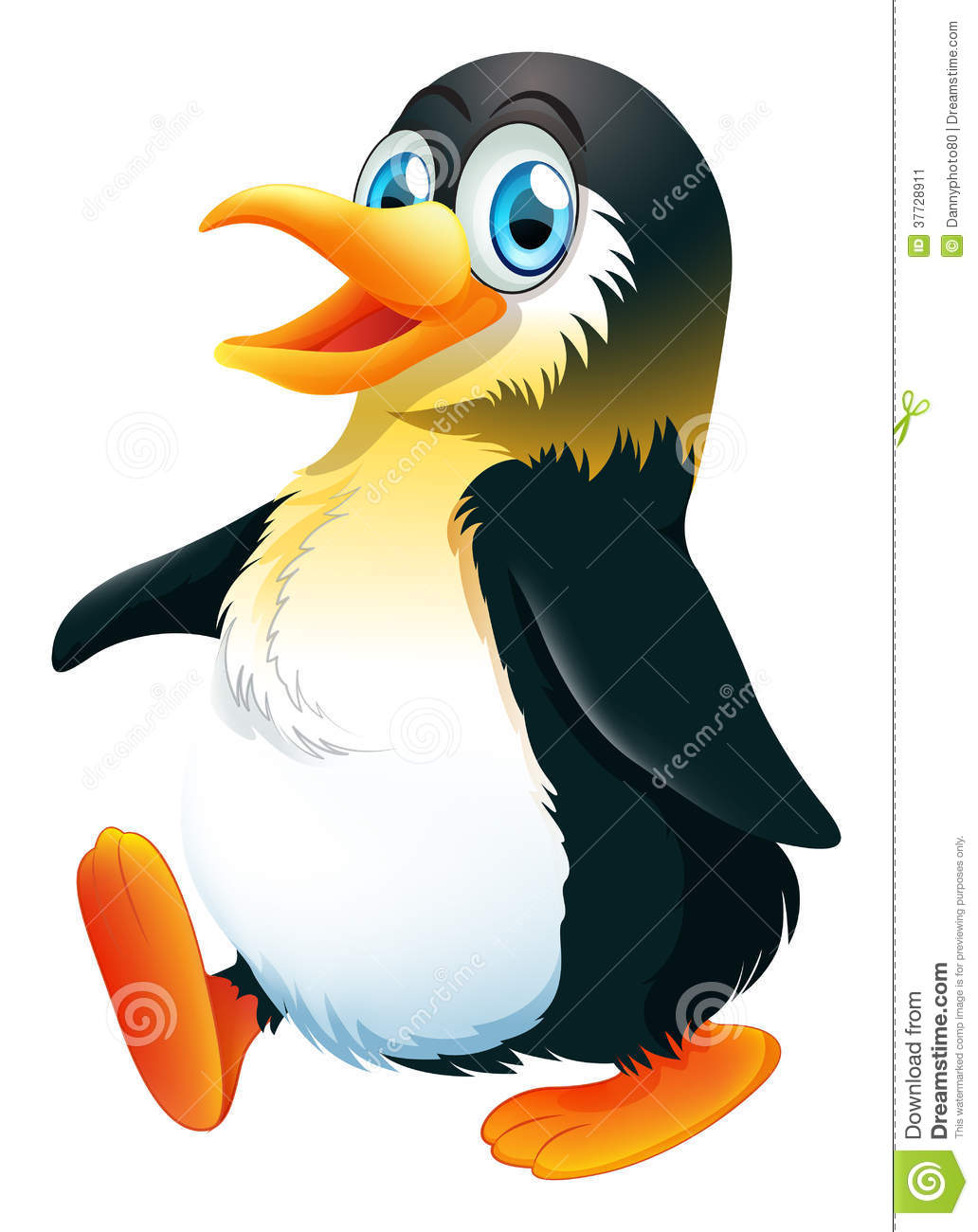 Illustration Of A Penguin Walking On A White Background