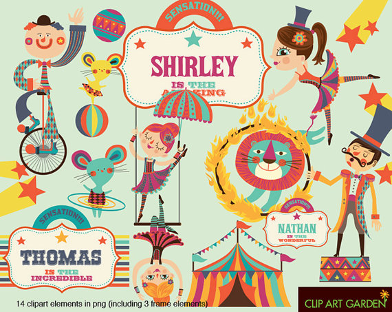 Instant Download Circus Digital Clipart Elements For Personal And    