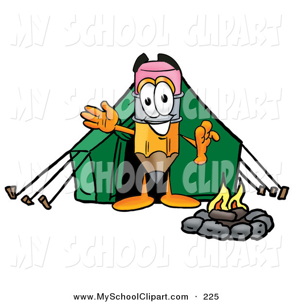Of An Outdoorsy Pencil Mascot Cartoon Character Camping With Clipart