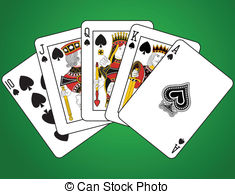 Royal Flush Of Spades On Green Background The Figures Are   
