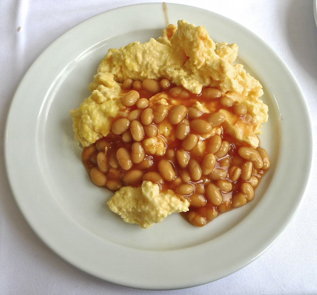 Scrambled Eggs With Baked Beans From Breakfast Buffet Hotel Blue