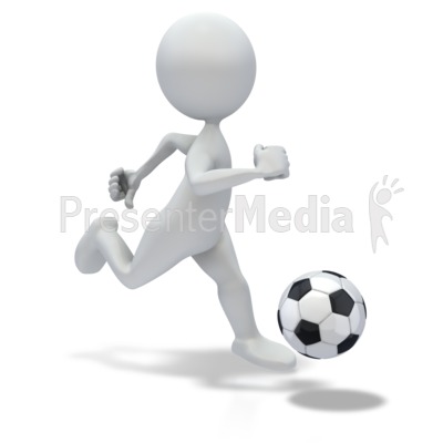 Stick Figure Dribbling Soccer Ball Presentation Clipart
