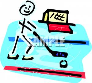 Stick Figure Playing Hockey   Royalty Free Clipart Picture