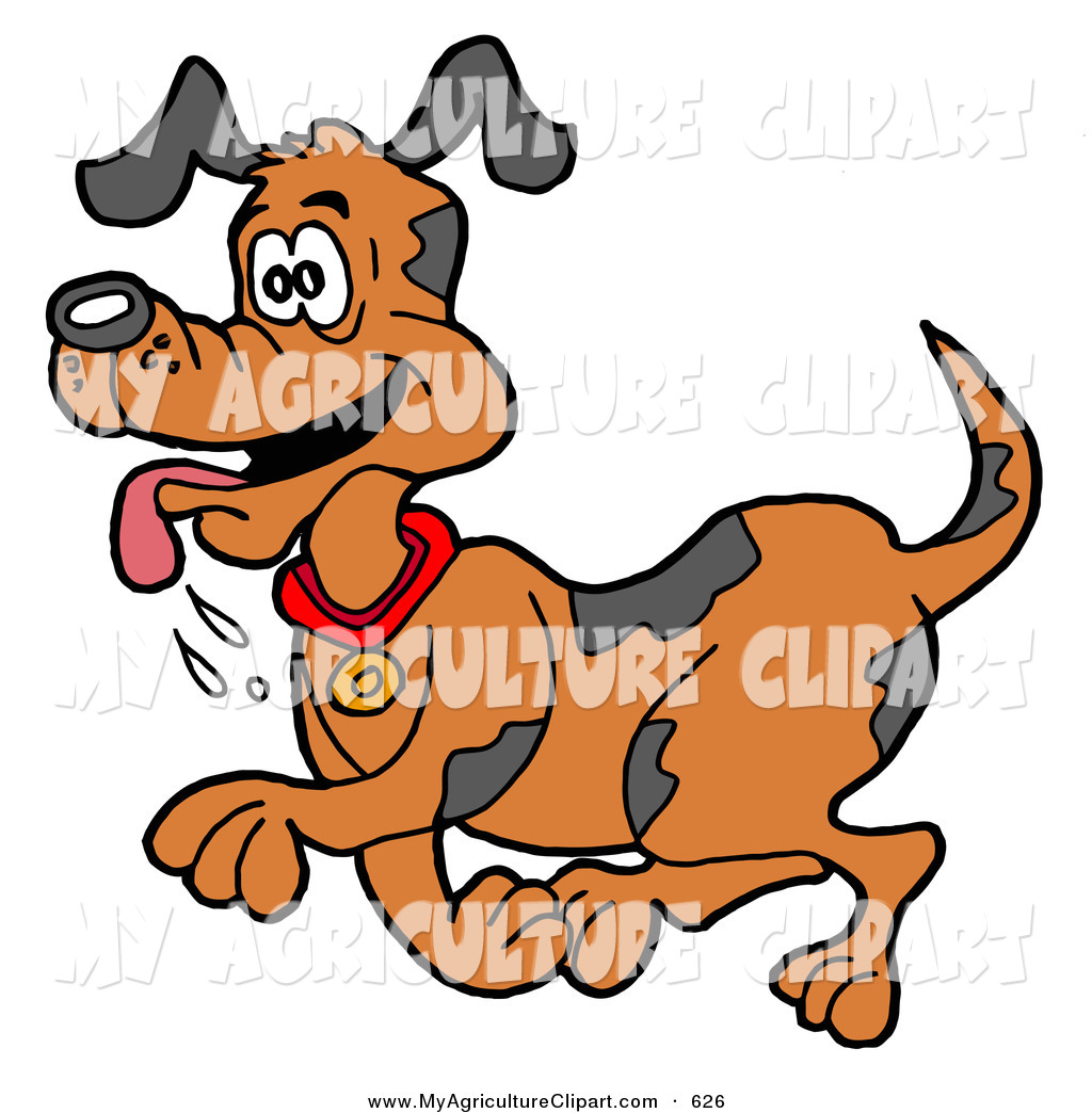 Vector Agriculture Clipart Of A Happy Brown Dog With Black Spots    
