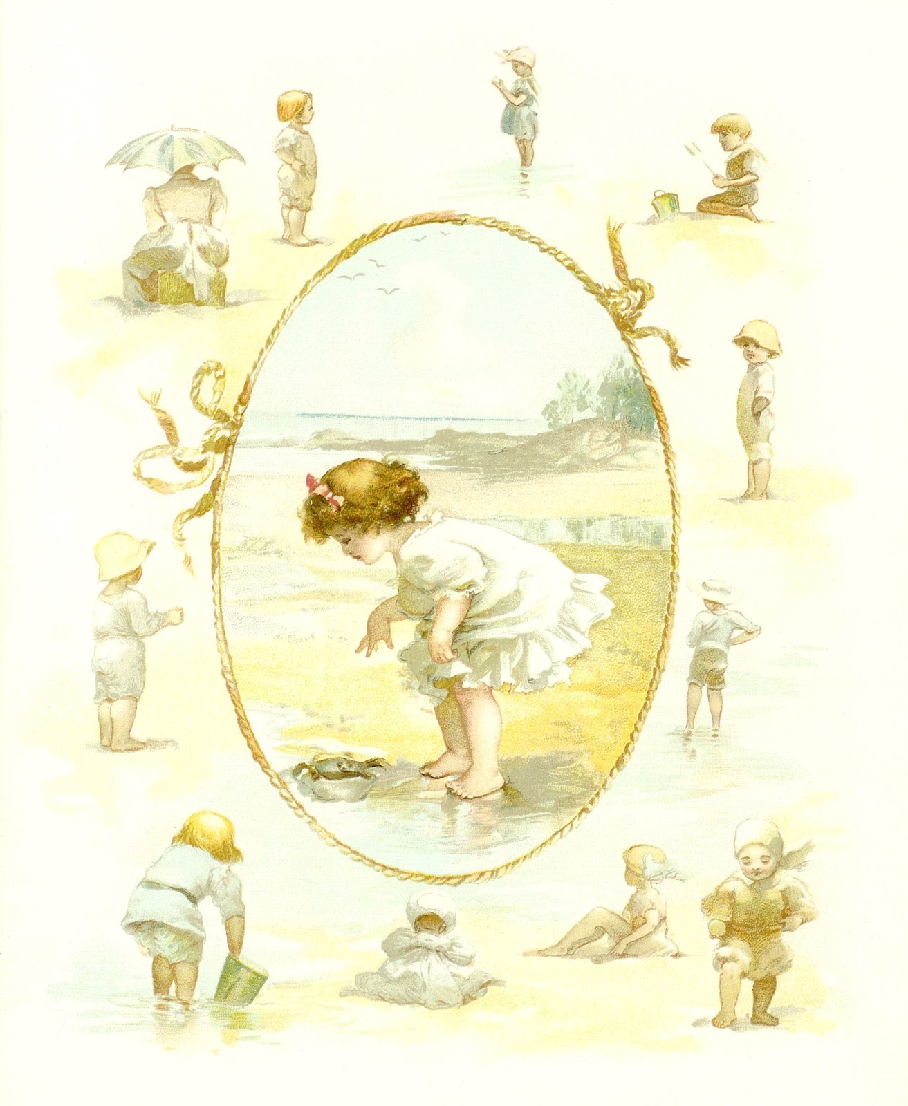     Vintage Baby Clip Art  Seaside Beach Frame Theme From Vintage Baby