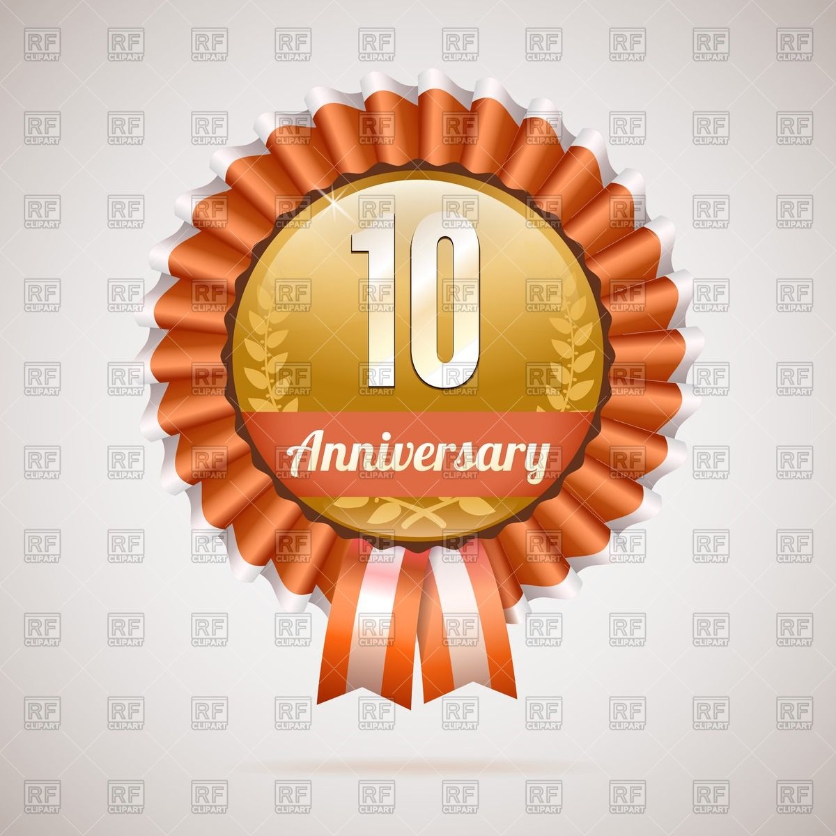 10 Years Anniversary Golden Prise Rosette Objects Download Royalty