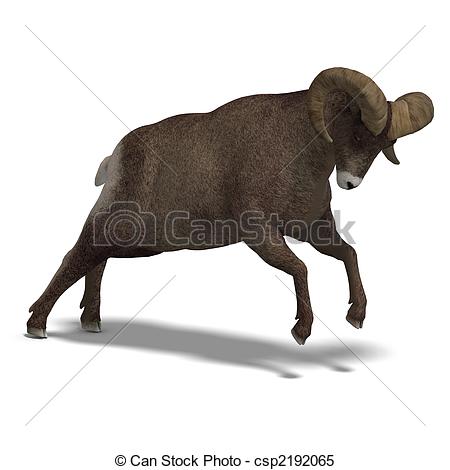 An Aries Ram With Twisted Horns  3d Render And Shadow Over White