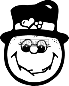 Black And White Happy Snowman Face Smiling