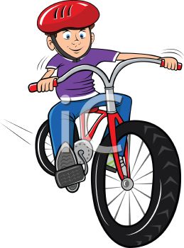 Boy Riding A Bike Wearing A Helmet   Royalty Free Clipart Image