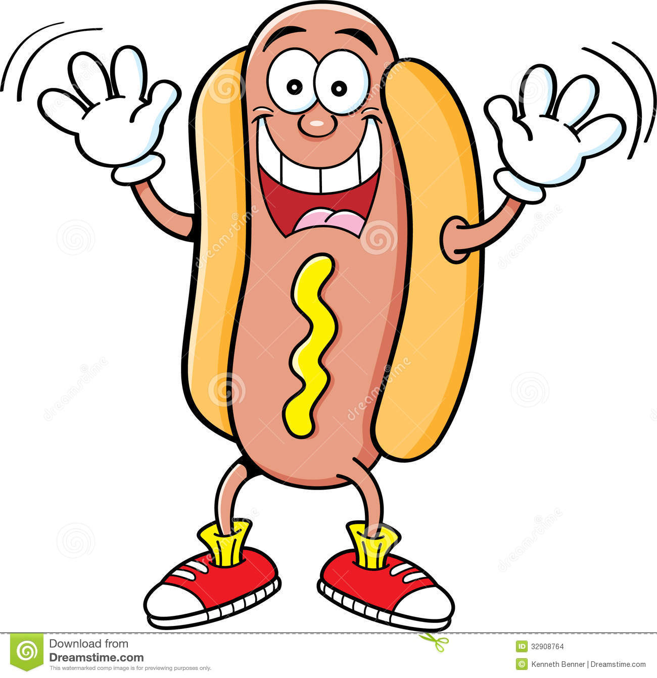 Cartoon Hotdog Waving Stock Images   Image  32908764