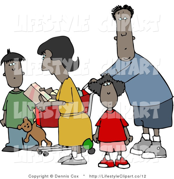 Clip Art Of A Black Family Shopping At A Grocery Store By Djart    12