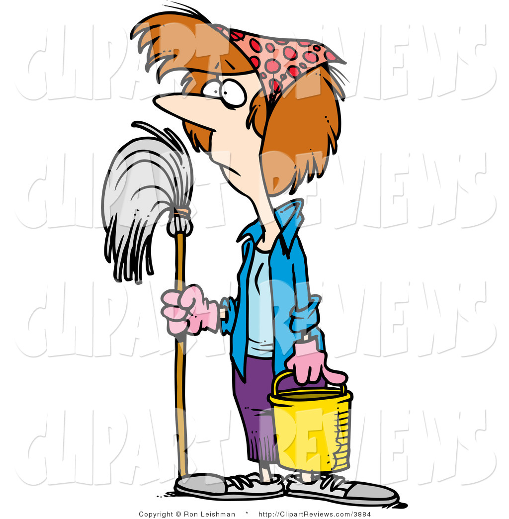 Clip Art Of A Tired Woman About To Do Some Spring Cleaning By Ron