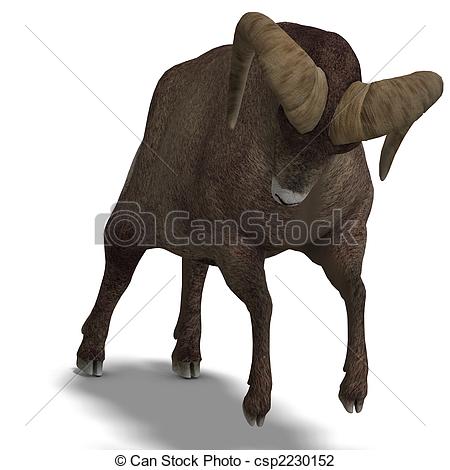 Clip Art Of Big Horn Sheep Aries   An Aries Ram With Twisted Horns 3d    
