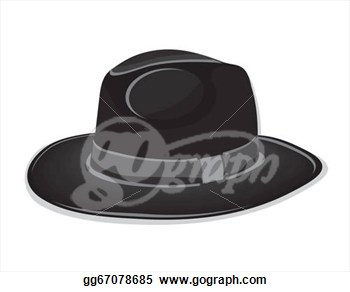 Clipart   Gangster Black Hat On The White Bac  Stock Illustration