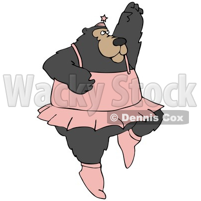 Clipart Illustration Of A Masculine Bear Ballerina Dancing Ballet In A