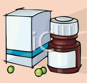 Clipart Image Of A Box And Bottle Of Pills