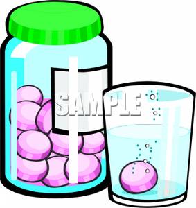 Clipart Image Of A Pill Dissolving In A Cup Of Water 