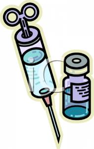 Clipart Image Of A Syringe And A Bottle Of Medicine