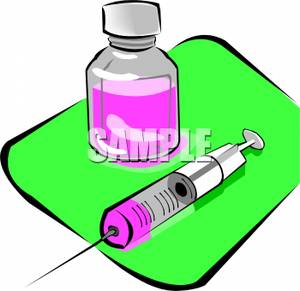 Clipart Picture  A Bottle Of Pink Medicine And A Syringe Needle