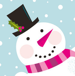 Cute Happy Snowman Face With Snowing Background Stock Vector