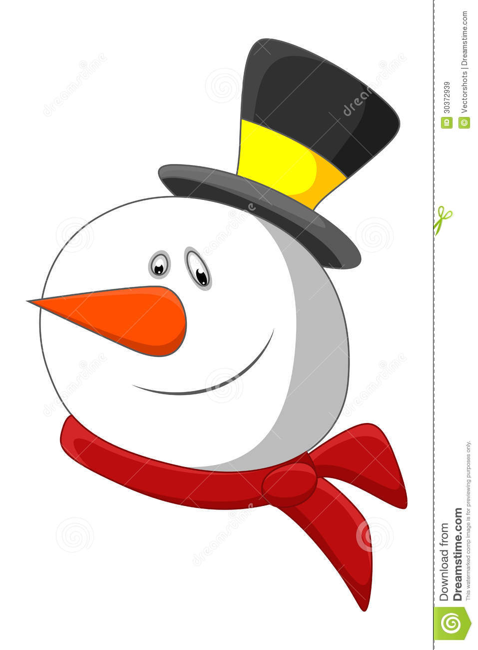 Drawing Art Of Cute Snowman Character Face Vector Illustration