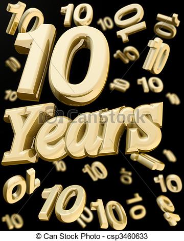 Drawings Of Golden 10 Years Anniversary   10 Years Anniversary Word    