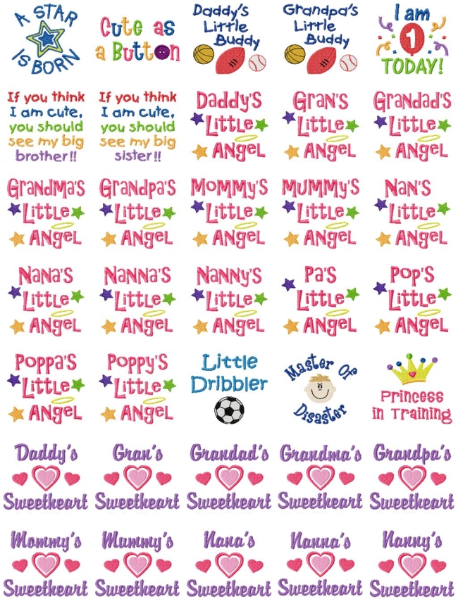 Gg Designs Embroidery   Baby Sayings Set  1  Powered By Cubecart