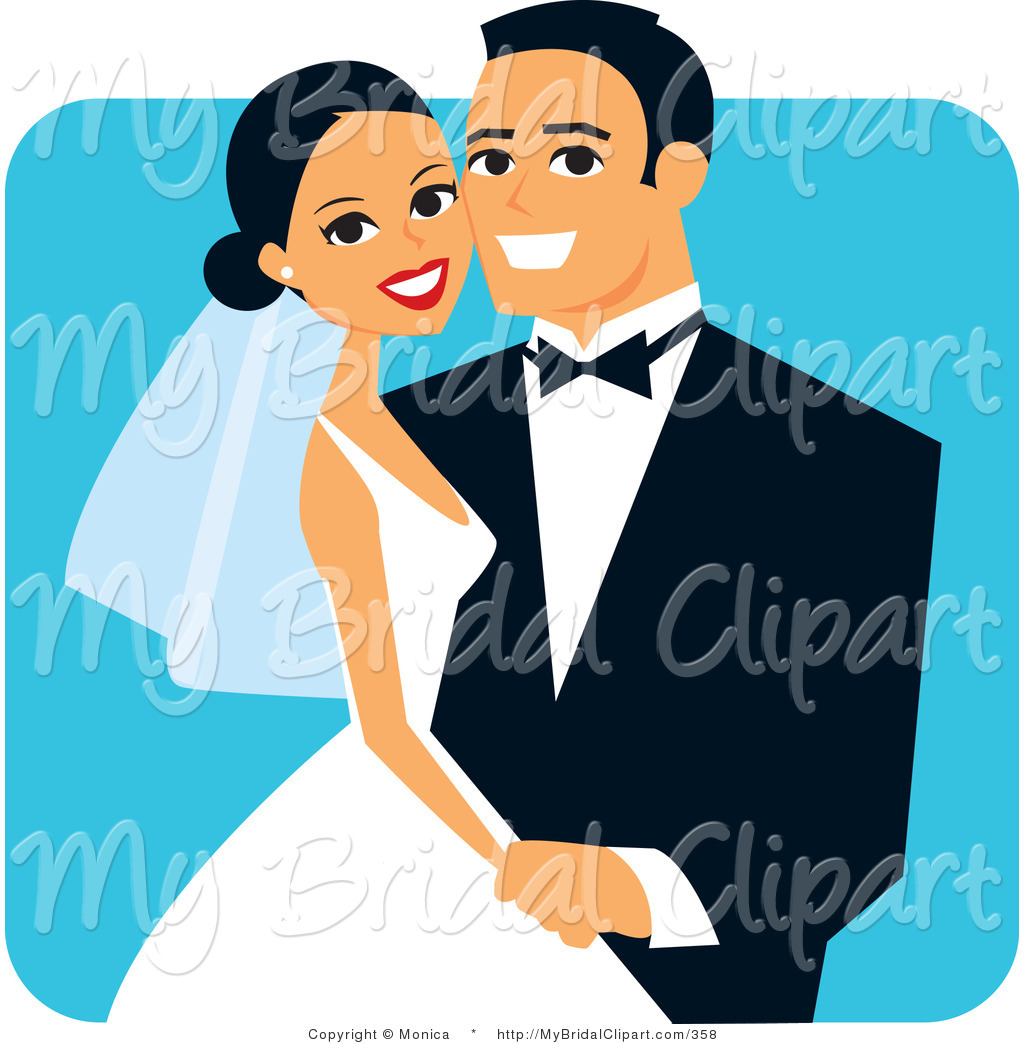 Happy Hispanic Bride And Groom Posing For A Portrait On Their Wedding
