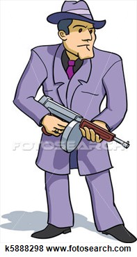 Illustration   Gangster With Tommygun  Fotosearch   Search Clipart
