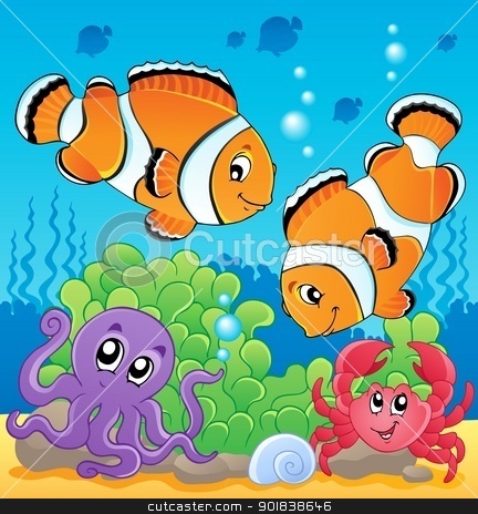 Image With Undersea Theme 4 Stock Vector Clipart Image With Undersea    