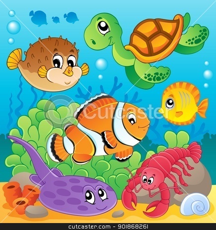 Image With Undersea Theme 6 Stock Vector Clipart Image With Undersea    