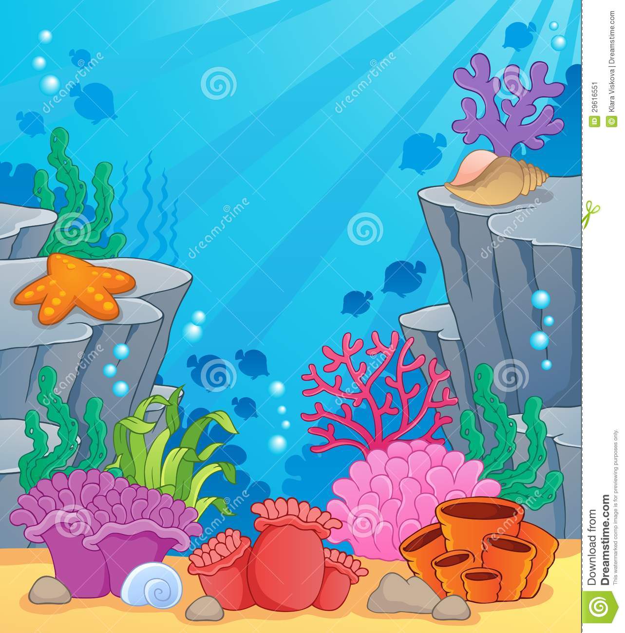 Image With Undersea Topic 3   Vector Illustration