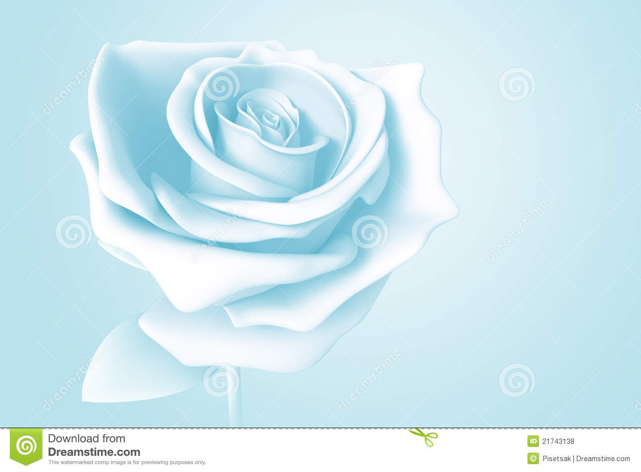 Light Blue Rose Pastel Colors Illustration Model 3d On Background