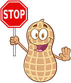 Peanut Holding A Stop Sign   Royalty Free Clip Art