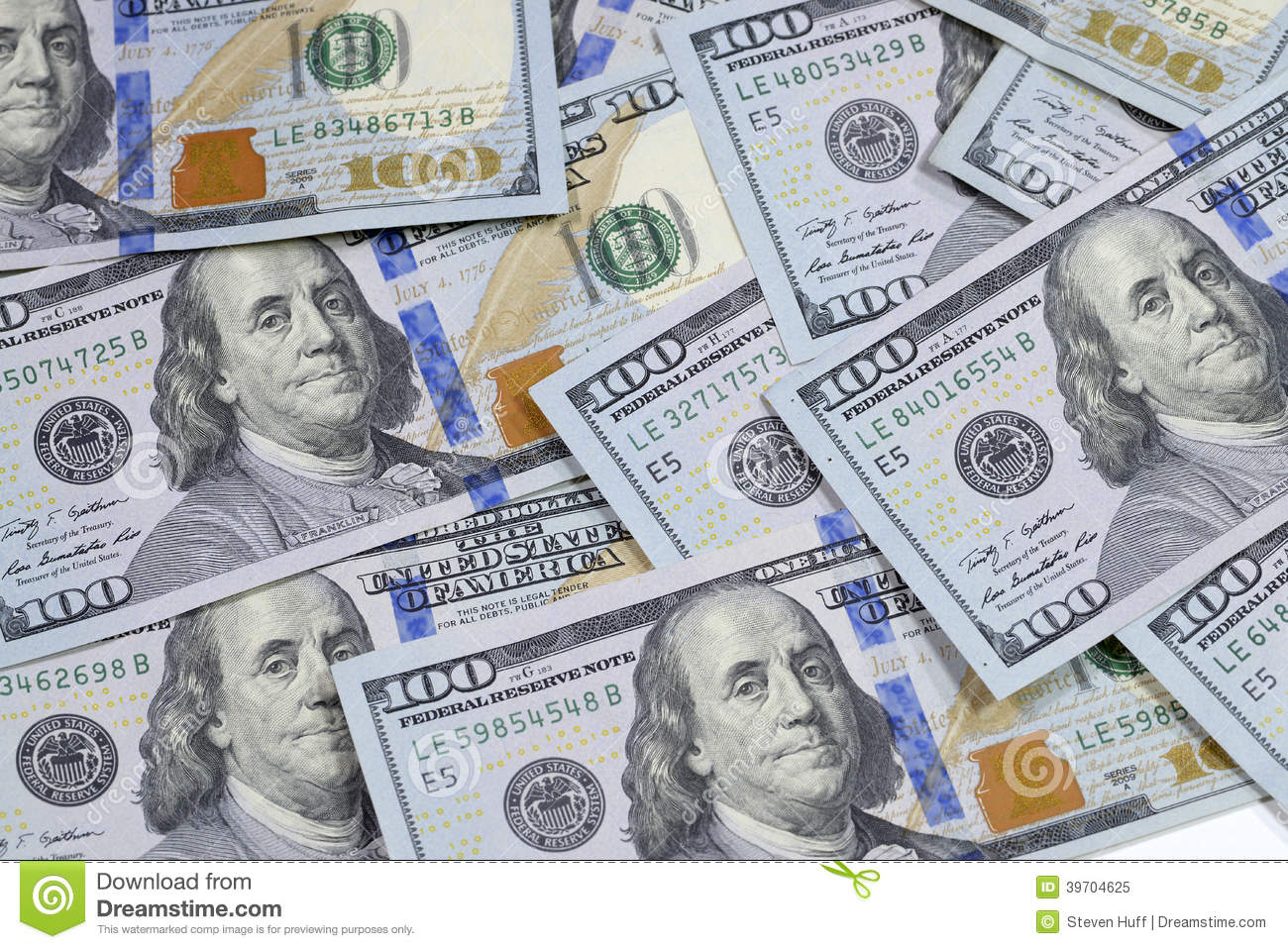 Pile Of New  100 One Hundred Dollar Bill Us Bank Notes New Design