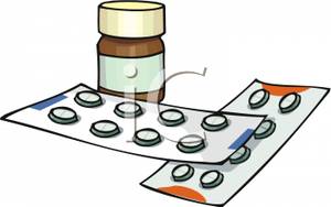 Pill Bottle And Two Packs Of Medicine Clipart Image 