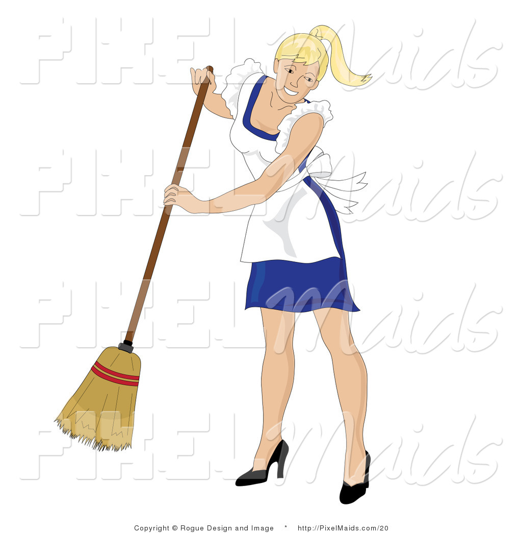     Preview  Vector Clipart Of A Sweeping Blond Maid By Pams Clipart